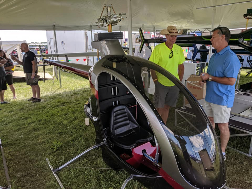 Oshkosh AirVenture 2019 Composite FX booth, Dave Storey and his XET Helicopter