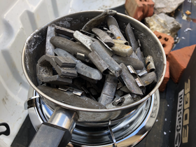 Smelting old lead wheel weights
